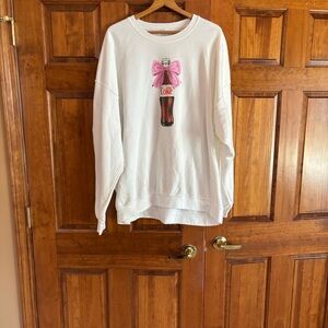 Coca Cola White Sweatshirt with Pink Bow Design